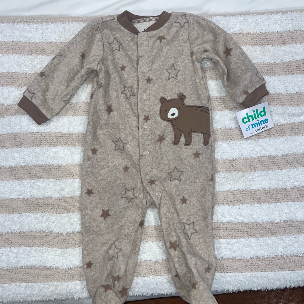 Child of Mine Brown Bear Pajama Footie with Stars